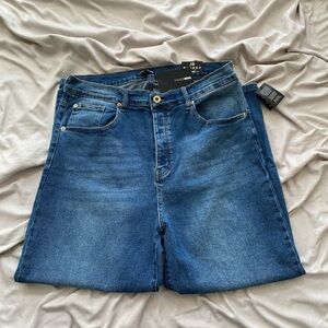 Blue Denim Jeans High-waisted straight leg denim jeans